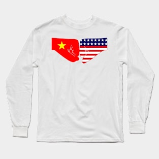 Vietnam & USA Fist Bump Patriot Flag Series Long Sleeve T-Shirt